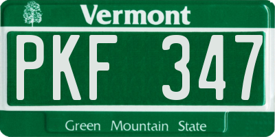 VT license plate PKF347