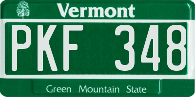 VT license plate PKF348