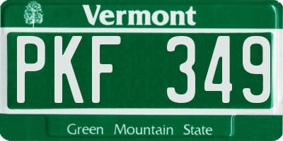 VT license plate PKF349