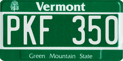 VT license plate PKF350
