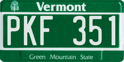 VT license plate PKF351