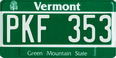 VT license plate PKF353