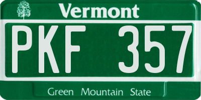 VT license plate PKF357
