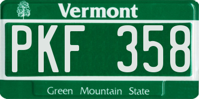 VT license plate PKF358