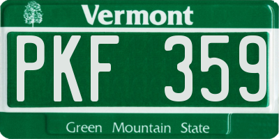 VT license plate PKF359