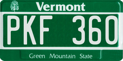 VT license plate PKF360
