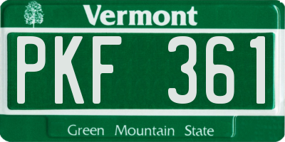 VT license plate PKF361