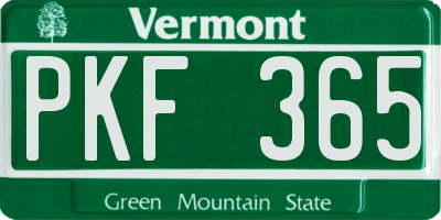 VT license plate PKF365