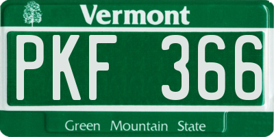 VT license plate PKF366