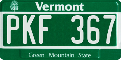 VT license plate PKF367