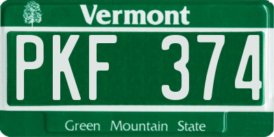 VT license plate PKF374