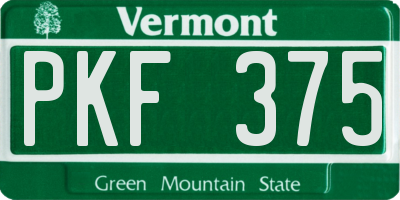 VT license plate PKF375