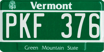 VT license plate PKF376