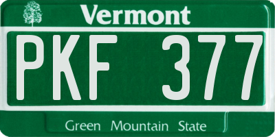 VT license plate PKF377