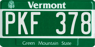 VT license plate PKF378