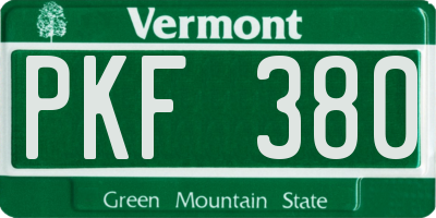 VT license plate PKF380