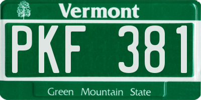 VT license plate PKF381