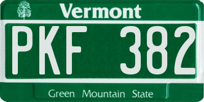 VT license plate PKF382