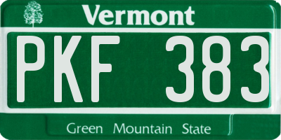 VT license plate PKF383