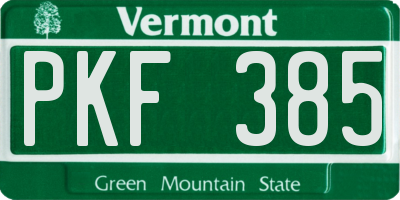 VT license plate PKF385