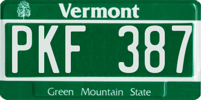 VT license plate PKF387