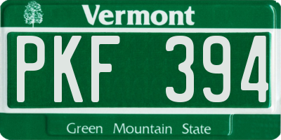 VT license plate PKF394