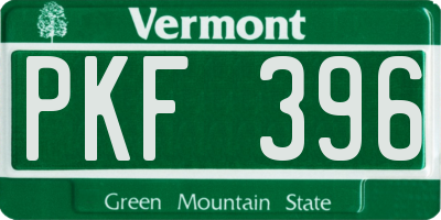 VT license plate PKF396
