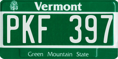 VT license plate PKF397