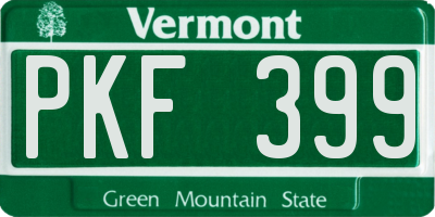 VT license plate PKF399