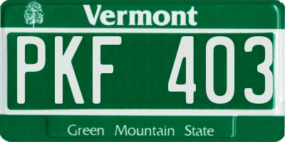 VT license plate PKF403