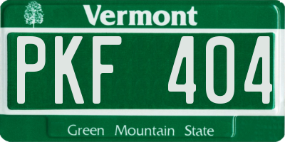 VT license plate PKF404