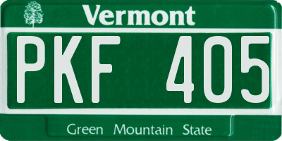 VT license plate PKF405