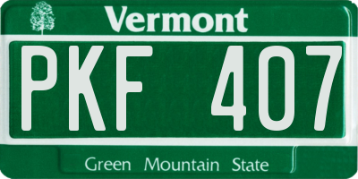 VT license plate PKF407