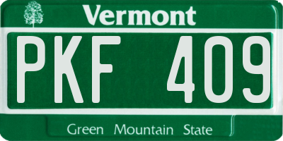 VT license plate PKF409