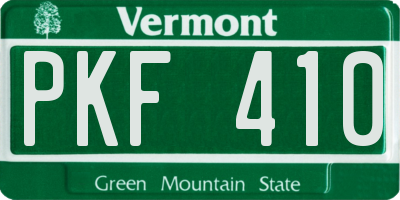 VT license plate PKF410