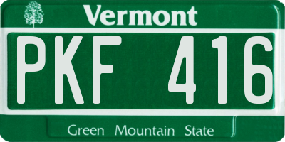 VT license plate PKF416