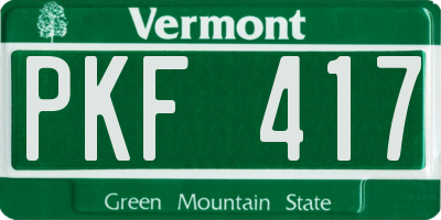 VT license plate PKF417