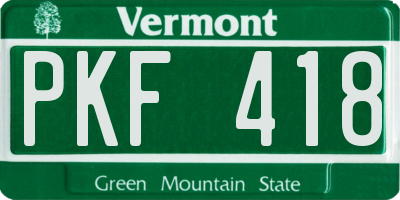 VT license plate PKF418