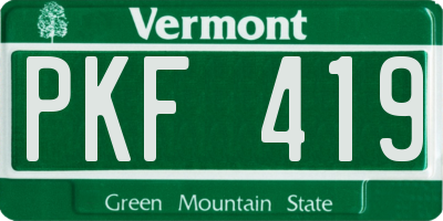 VT license plate PKF419