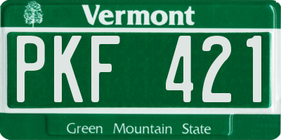 VT license plate PKF421