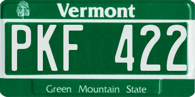VT license plate PKF422