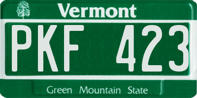 VT license plate PKF423