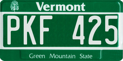 VT license plate PKF425