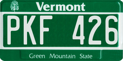 VT license plate PKF426