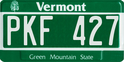 VT license plate PKF427