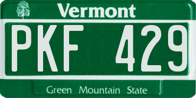 VT license plate PKF429