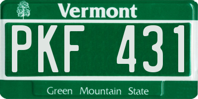 VT license plate PKF431