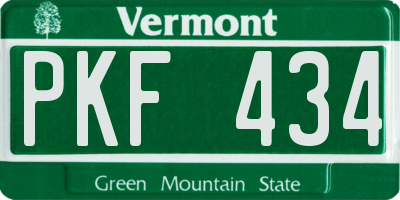 VT license plate PKF434