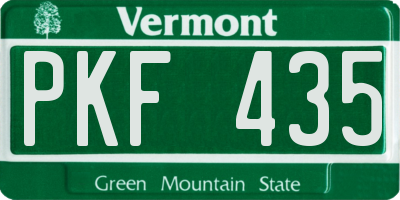 VT license plate PKF435