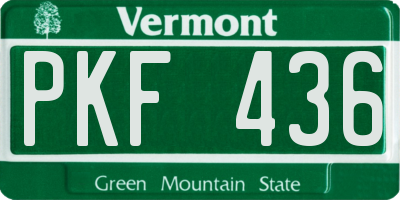 VT license plate PKF436